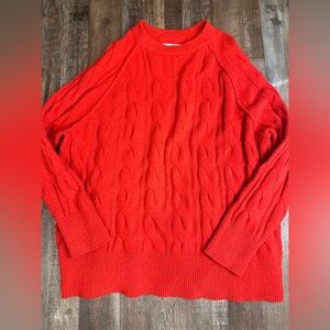 Aerie Cozy Red Cable Knit Sweater